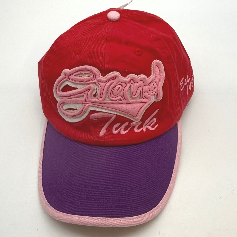 Caribbean Outpost Grand Turk Turks & Caicos Hat Red Purple Pink Strapback NWT